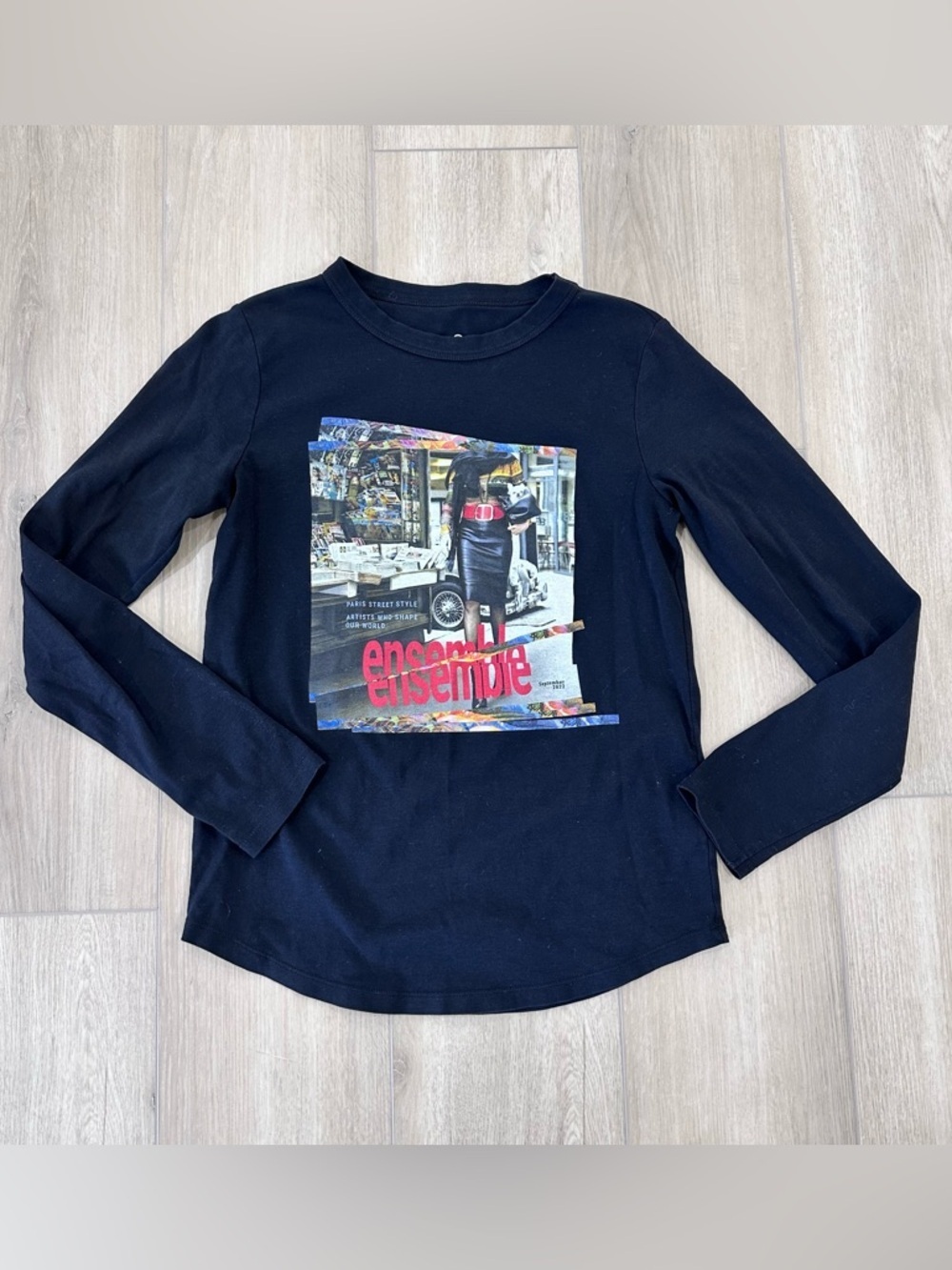 NWOT Suzi Roher crew neck The Catherine Paris street style long sleeve black XS